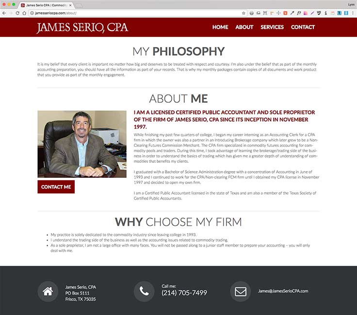 James Serio CPA website screenshot
