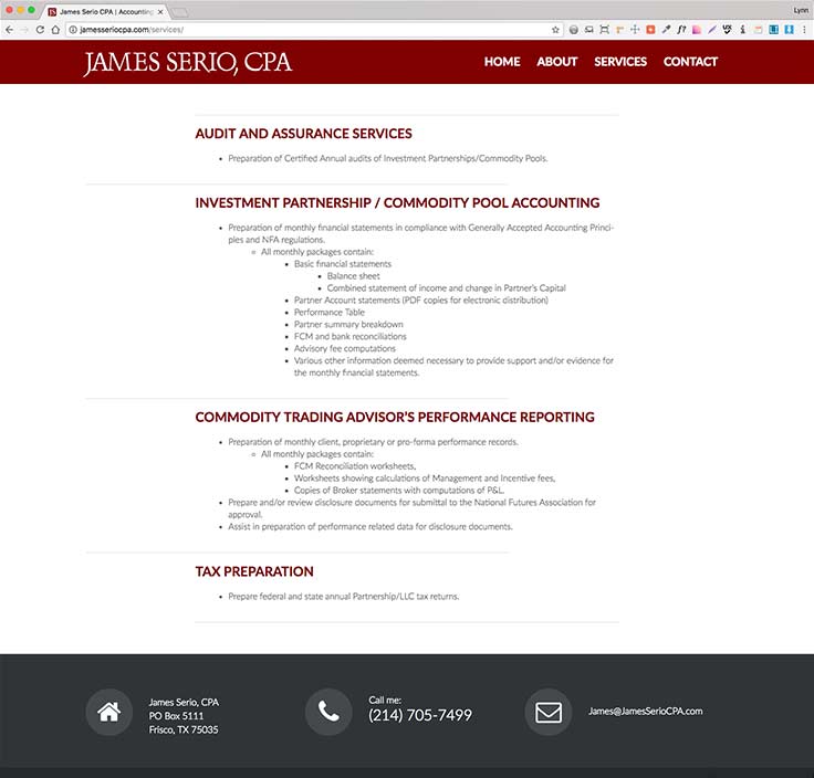 James Serio CPA website screenshot