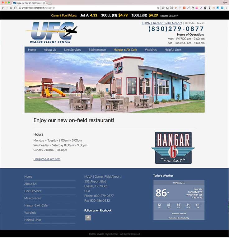 Uvalde Flight Center website screenshot