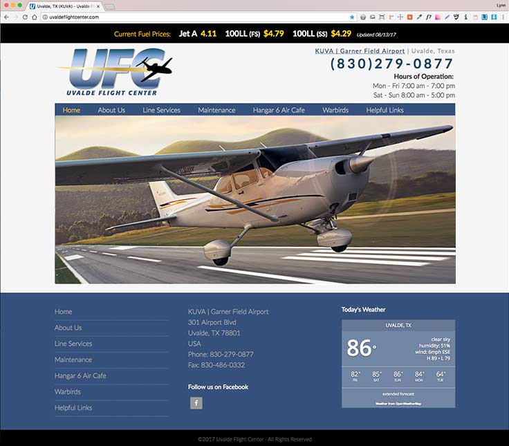 Uvalde Flight Center website screenshot